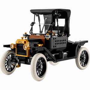 LEGO Icons 11376 Ford Model T Vitrinenmodell schwarz mit goldfarbenen Kühlergrill und Stoffdach detailgetreue Runabout-Version von 1913 mit Speichenfelgen und weißen Reifen Sammlerstück für Erwachsene Fans und Liebhaber Oldtimer Tin Lizzy