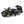 Draufsicht LEGO Technic 42223 Ford GT40 MKII 1966 schwarz Technic-Bausatz mit beweglichen Kolben und V8-Mittelmotor geöffnete Motorhaube und auflappbaren Türen und offener Frontklappe als Display-Modell