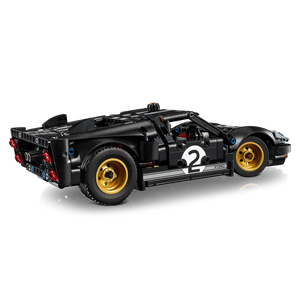 LEGO Technic 42223 Ford GT40 MKII 1966 Rennwagen Technik-Bausatz Seitenansicht mit Lenkrad rechts, roten Bremslichtern und aerodynamischen Kotflügeln