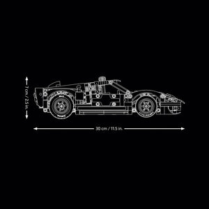 Modellabmessungen LEGO Technic 42223 Ford GT40 MKII 1966 mit 30 cm Länge und 7 cm Höhe