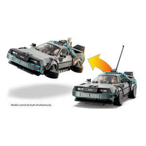LEGO Speed Champions 77256 DeLorean Zeitmaschine 2-in-1 Bauoptionen Flugmodus mit umgeklappten Rädern und Blitzableiter-Variante Back-to-the-future
