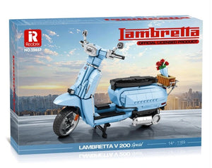 Reobrix 11037 Lambretta V200 Special Klemmbausteine Bausatz Verpackung  Box Frontansicht 1:5 Vitrinenmodell offiziell lizenziert von Innocenti