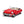 Dreiviertelansicht des fertig gebauten roten Citroen DS 19 Decapotable Cabrio Klemmbausteinmodells von Cobi 24346
