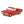 Frontansicht des gebauten Opel Rekord C 1700 L Cabriolet Klemmbausteinmodells in Rot. Das Set von COBI trägt die Nummer 24599. Das Set hat bedruckte Teile und silberne Felgen.