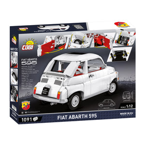 COBI 24354 Fiat Abarth 595 in Dreiviertelansicht von hinten Weiß